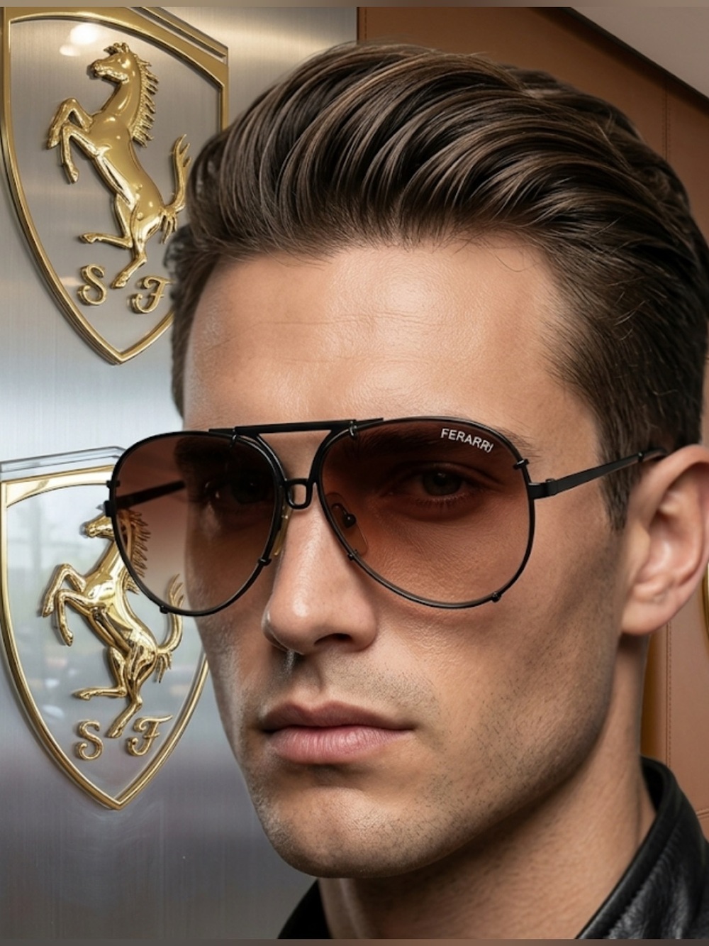 Authentic Ferrari vintage signature aviator sunglasses frames mens